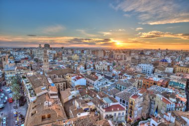 Valencia Tarih Merkezi, İspanya 'da Gün Batımı.