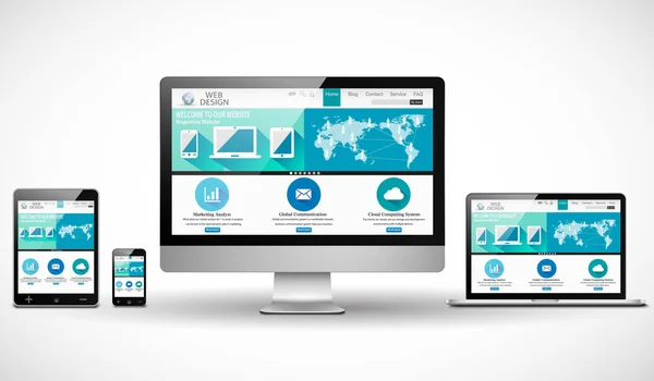 Concepto de diseño web con maqueta de dispositivos modernos — Vector de stock