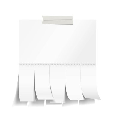 Blank white paper with cut slips clipart