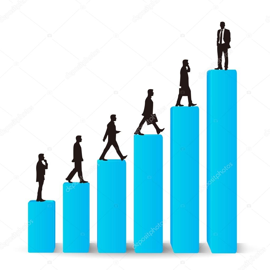 Businessman career promotion graph