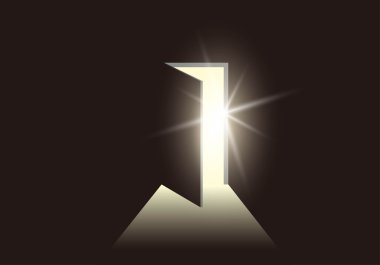 Parlak bir ışık karanlıkta göstermek için kapısı açılıyor