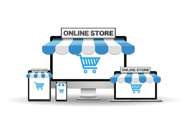 Online mağaza cihazlarla — Stok Vektör