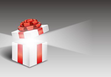 Açık hediye kutusu ile parlak ışık