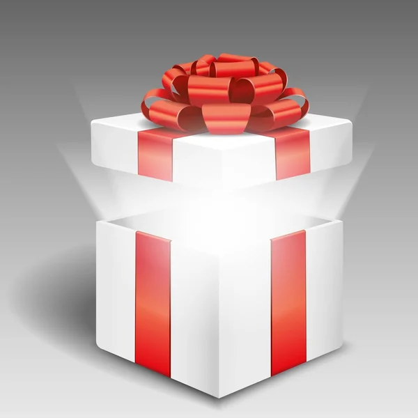 Boîte cadeau ouverte avec lumière vive — Image vectorielle