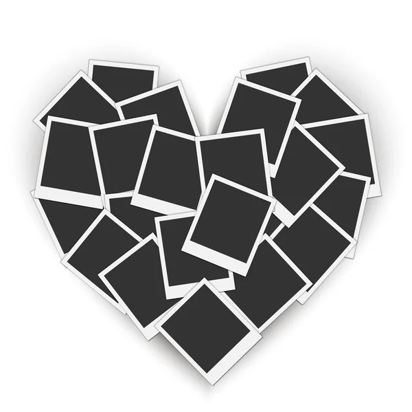 Piled blank photo frames in a heart shape — Stock Vector