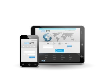 web şablonu ile akıllı telefon ve tablet bilgisayar