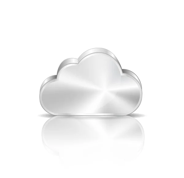 Icona del database cloud in metallo su sfondo bianco — Vettoriale Stock