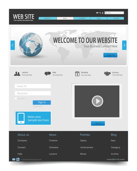 Modello di Web Design — Vettoriale Stock