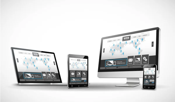 Vector de múltiples dispositivos y sitio web — Archivo Imágenes Vectoriales