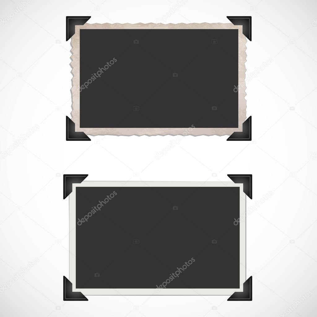Blank old photo frames and corners