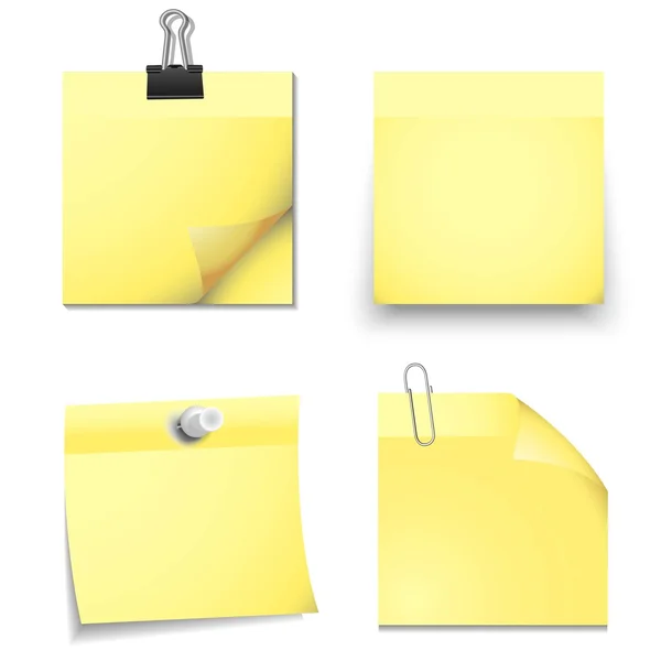 Jaune collant notes vierges avec fournitures de bureau — Image vectorielle