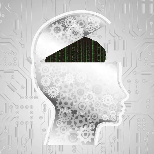 Μια αφηρημένη μήτρα κώδικα εγκεφάλου, ai τεχνητή νοημοσύνη έννοια. — Διανυσματικό Αρχείο
