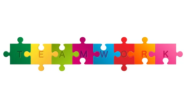 Puzzel met het woord teamwork. Business concept jigsaw puzzel. — Stockvector