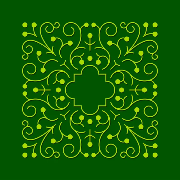 Floral vierkante greeen frame — Stockvector