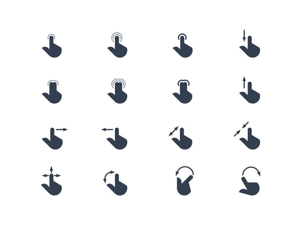 Жесты рук и пальцев на сенсорном экране
