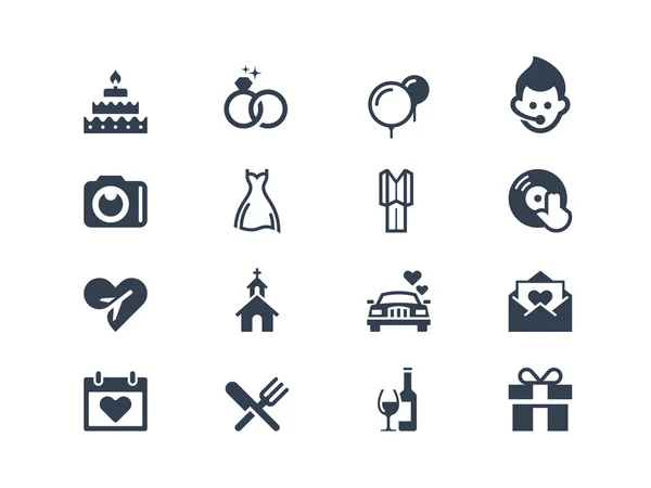 Iconos de boda — Vector de stock