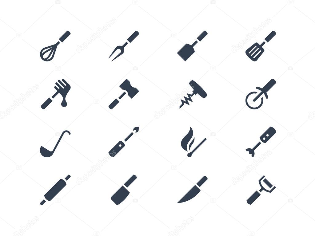  Kitchen tools icons set