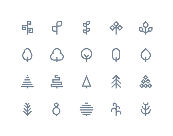 Iconos de árboles. Serie de línea — Vector de stock