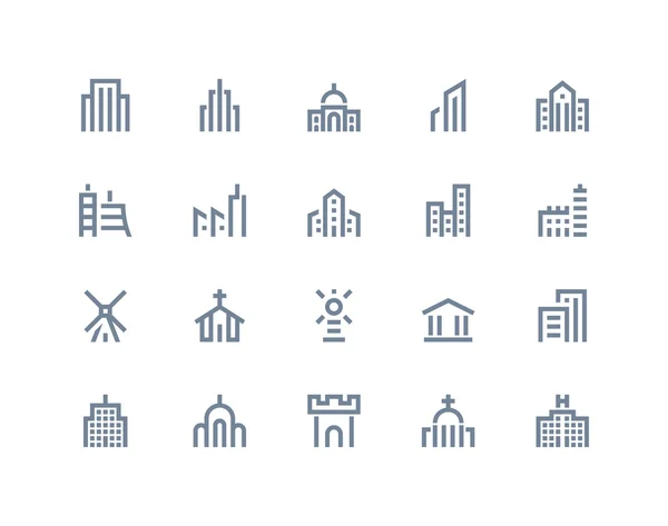 Iconos de edificios. Serie de línea Vector de stock