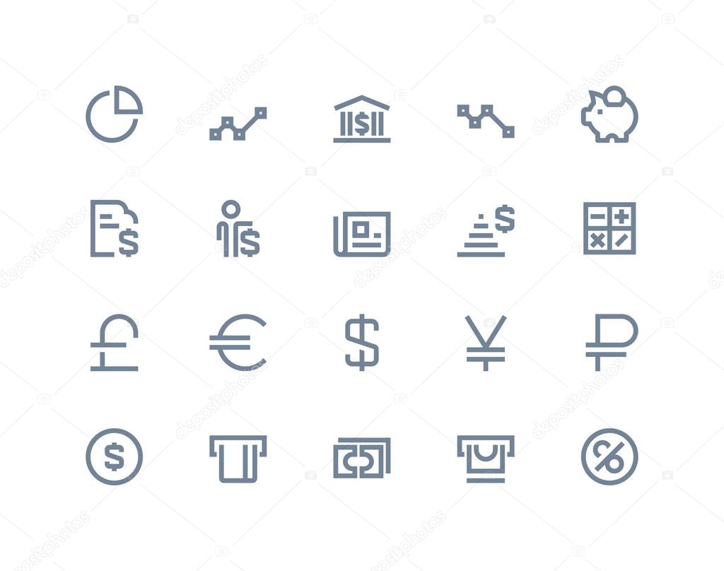 Finance and bank icons set. Line series