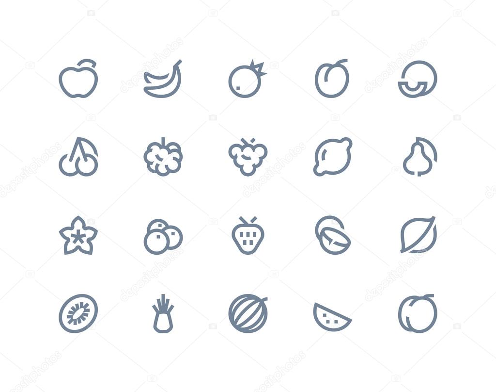 Fruits icons set . Line seris