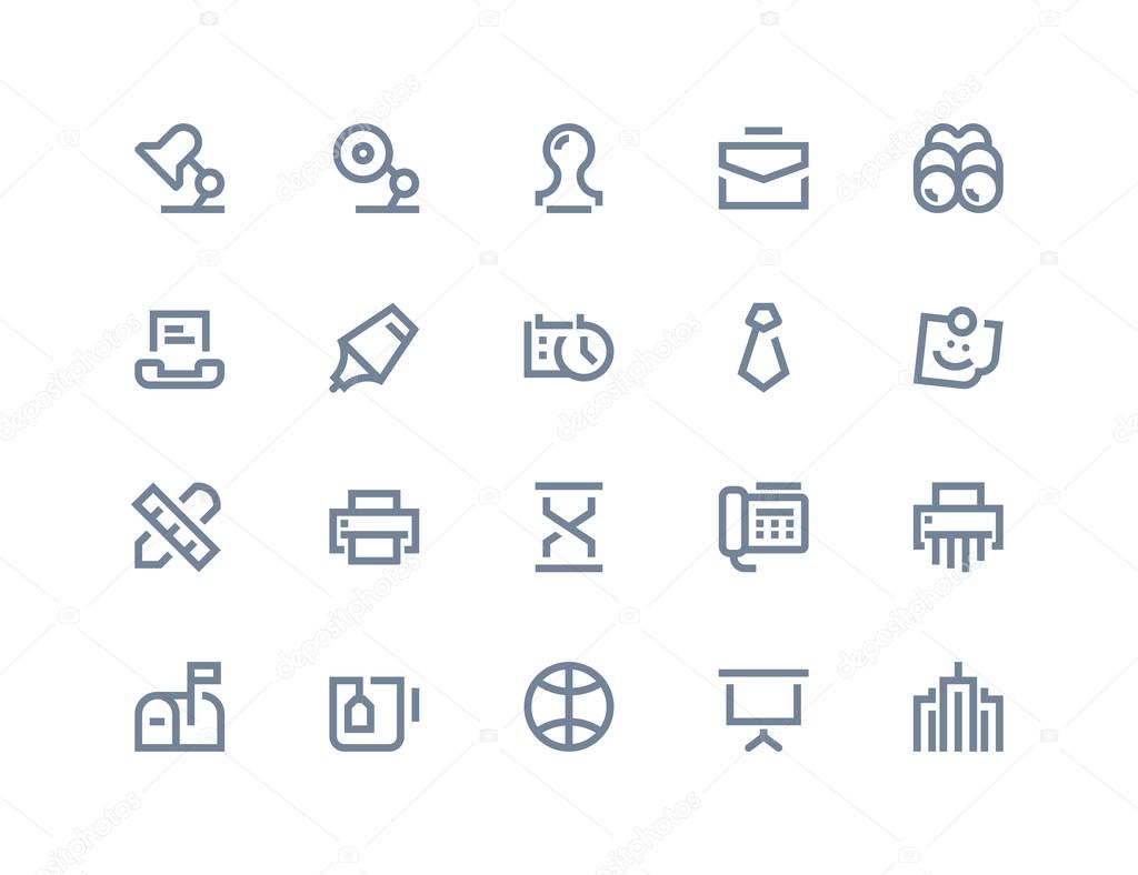 Business and office icons. set Line series