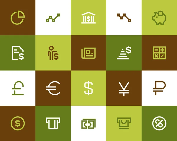 Iconos bancarios y financieros. Estilo plano — Vector de stock