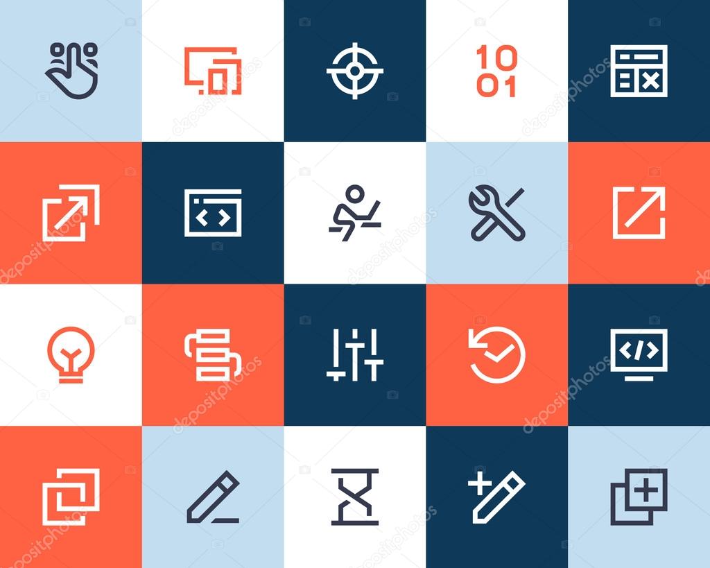 Developer and programing icons. Flat style