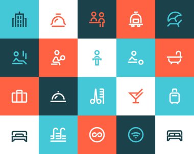 Otel simgeler. Düz stil