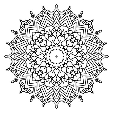 Henna, Mehndi, dövme, dekorasyon için mandala şeklinde dairesel desen. Güzel gevşeme siyah beyaz süs. Boyama kitabı sayfası.