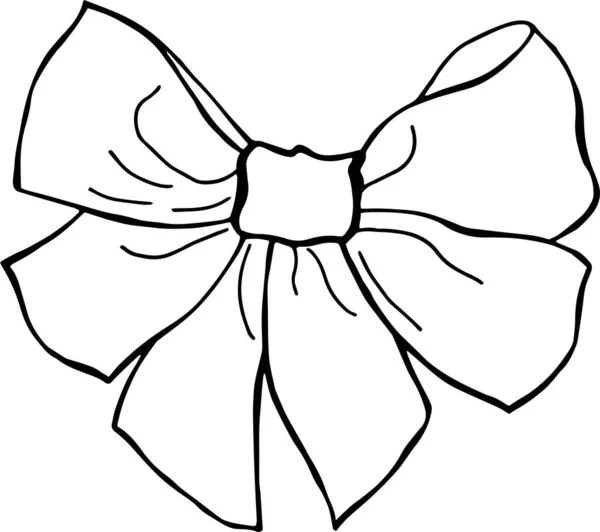 Bow Art Linéaire Fond Blanc Isoler Illustration Stock — Image vectorielle