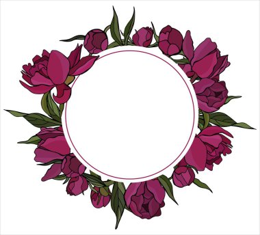 Şakayık çiçekli kartpostal. Beyaz arka plan, tecrit. Stok illüstrasyonu.