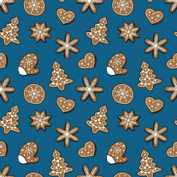 Zencefilli çörek. Kusursuz bir Noel deseni. Kumaş, tekstil, duvar kağıdı, ambalaj için tasarım.