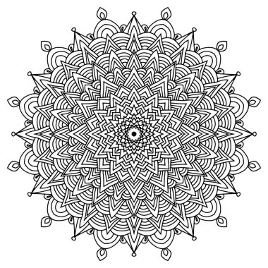 Henna, Mehndi, dövme, dekorasyon için mandala şeklinde dairesel desen. Güzel gevşeme siyah beyaz süs. Boyama kitabı sayfası.