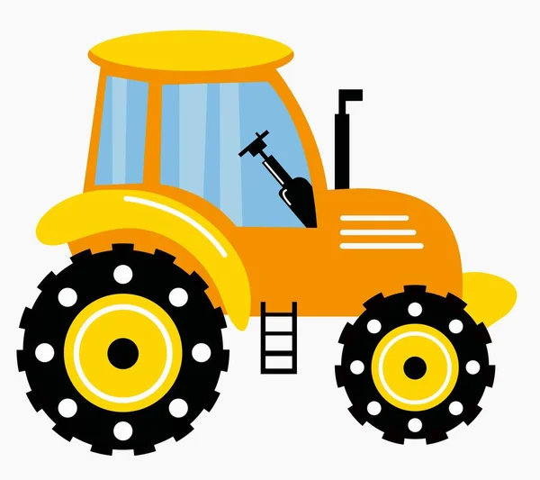 Tractor Equipo Construcción Ilustración Infantil Fondo Blanco Aislado — Archivo Imágenes Vectoriales