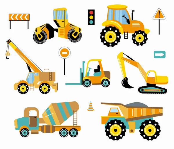 Diferentes Tipos Juguetes Equipos Pesados Maquinaria Aislada Sobre Fondo Blanco — Archivo Imágenes Vectoriales