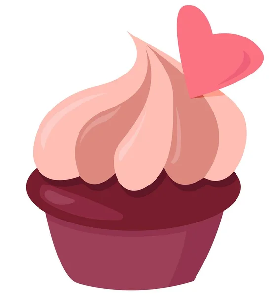Cupcake Saint Valentin Style Plat Fond Blanc Isoler Illustration Stock — Image vectorielle