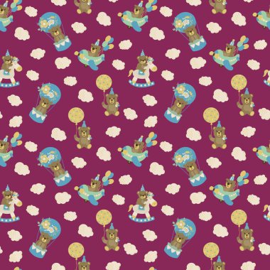 Güzel el çizimi ayılarla kusursuz bir desen. Boho tarzı. Kumaş, tekstil, duvar kağıdı, ambalaj, çocuk odası dekorasyonu için tasarım.