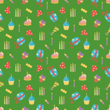 Green 'de Doğumgünü Elementleri' nin Kusursuz Şablonu. Tasarımınız için sonsuz dokular