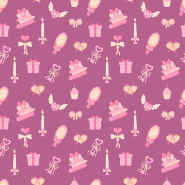 Şirin Pembe Sevgililer Günü Şablonu. Kumaş, tekstil, duvar kağıdı, ambalaj için tasarım.