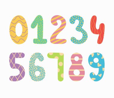 Renkli Desenli Sayı Çizimi. Doğum günü için uygun.