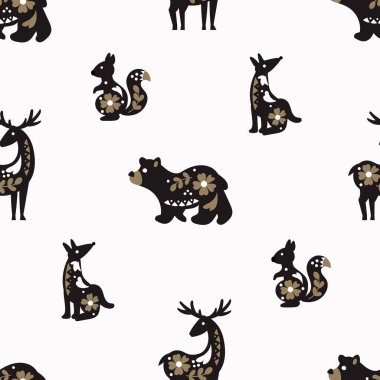 Scandinavian animals Pattern Illustration. Endless textures for your design.