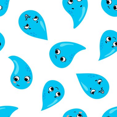 Yüzü kusursuz desenli şirin su damlacıkları. Tasarımınız için sonsuz dokular