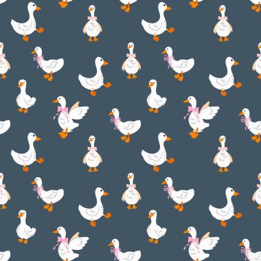 Şablonu olan şirin bir kaz. Kumaş, tekstil, duvar kağıdı, ambalaj için tasarım