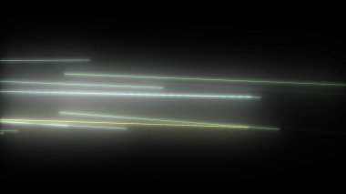 Parlayan neon çizgileri olan koyu soyut bir arkaplan. Sihirli ışıklar, uzay hareketi konsepti 
