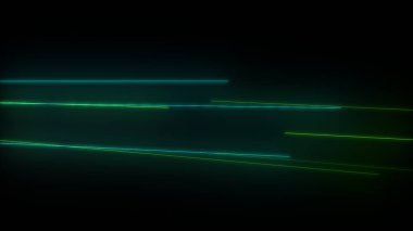 Parlayan neon çizgileri olan koyu soyut bir arkaplan. Sihirli ışıklar, uzay hareketi konsepti 