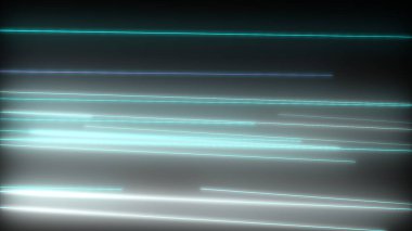 Parlayan neon çizgileri olan koyu soyut bir arkaplan. Sihirli ışıklar, uzay hareketi konsepti 