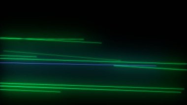 Parlayan neon çizgileri olan koyu soyut bir arkaplan. Sihirli ışıklar, uzay hareketi konsepti 