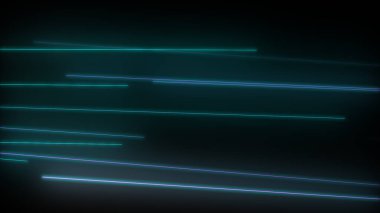 Parlayan neon çizgileri olan koyu soyut bir arkaplan. Sihirli ışıklar, uzay hareketi konsepti 