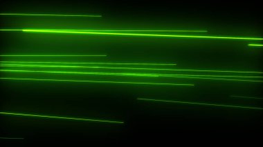 Parlayan neon çizgileri olan koyu soyut bir arkaplan. Sihirli ışıklar, uzay hareketi konsepti 
